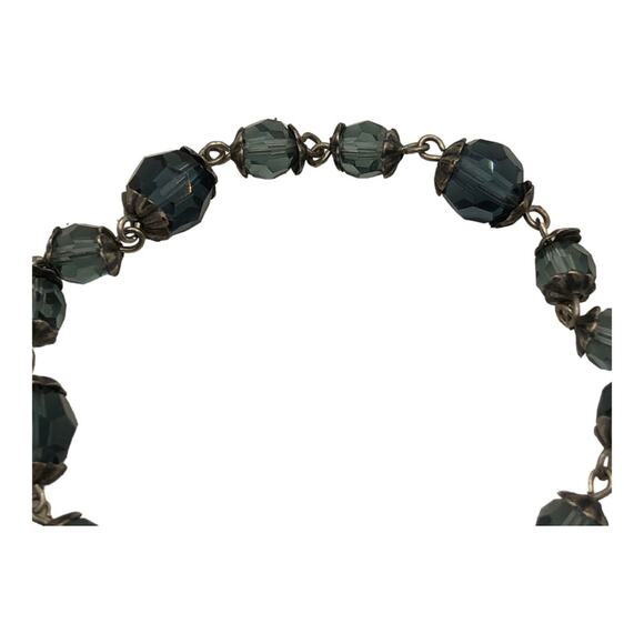 Vintage Inspired Delicate Bracelet with Sparkly Blue Gemstones and Silver Chain - Picture 5 of 5